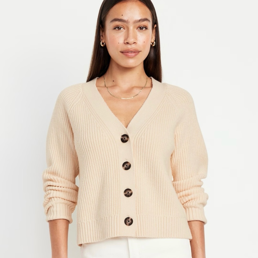 Old Navy Women's Shaker-Stitch Cardigan-Cream-Size Medium
